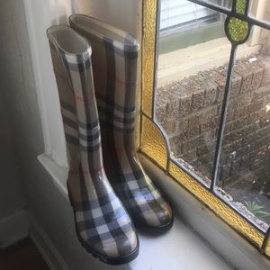 Burberry Nova Check Plaid Tall Rain Boots